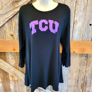 Jansport 1/4 sleeve TCU Horned Frogs Women's XL soft stretch Black Texas ^